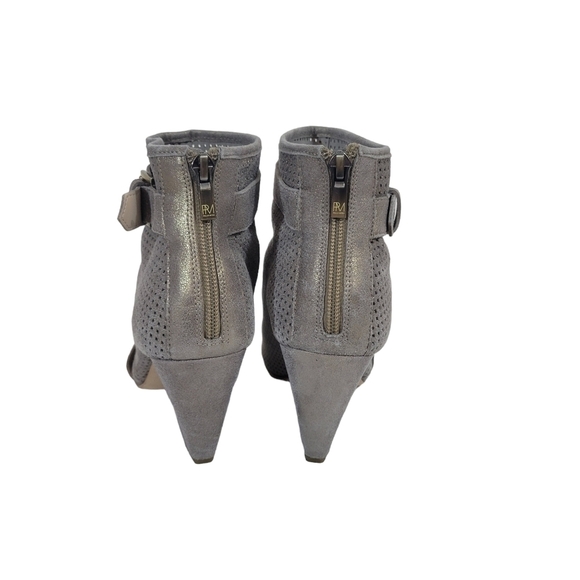 Pelle Moda Kori Metallic Grey Suede Open Toe Bootie - Picture 4 of 10